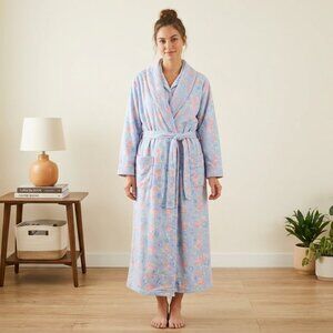 Lanz of Salzburg Women's Nantucket Rose Wrap Flannel Robe Sz S